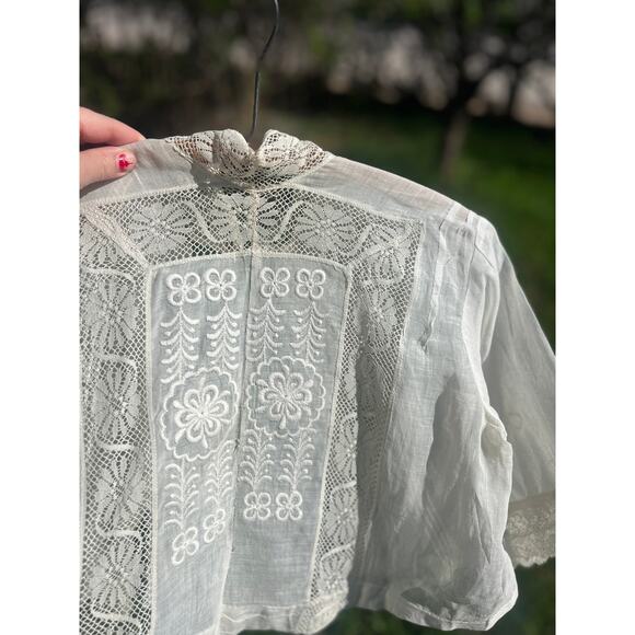 Vintage Antique 1800s Top, Victorian, Hand Stitched, embroidered Lace
